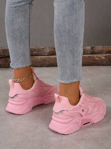 Fall/Winter Ladies' Sports Shoes, Chunky Sneakers, Student Shoes - Baby Pink - View 2