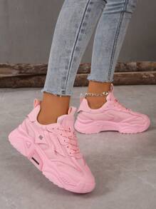 Fall/Winter Ladies' Sports Shoes, Chunky Sneakers, Student Shoes - Baby Pink - View 3