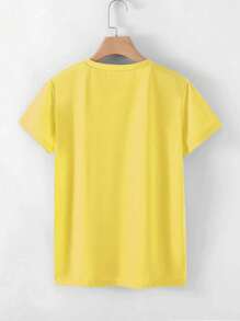 Chiquease Letter Graphic Short Sleeve Tee PERFECTLY Imperfect Graphic Tees Women Tops - Yellow - View 2