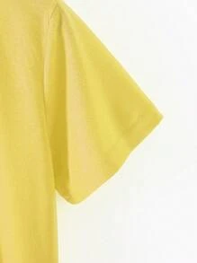 Chiquease Letter Graphic Short Sleeve Tee PERFECTLY Imperfect Graphic Tees Women Tops - Yellow - View 3