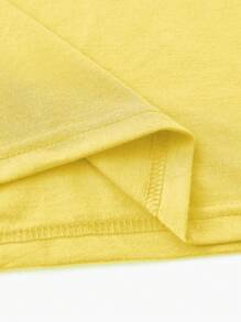 Chiquease Letter Graphic Short Sleeve Tee PERFECTLY Imperfect Graphic Tees Women Tops - Yellow - View 5