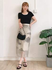 DAZY Two Tone 2 In 1 Tee - Black - View 8