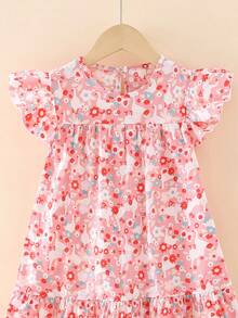 女小童滿版印花荷葉邊娃娃裙 - 彩色 - 查看 4