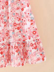 女小童滿版印花荷葉邊娃娃裙 - 彩色 - 查看 5