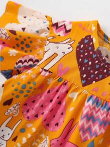 女小童愛心圖案荷葉邊娃娃裙