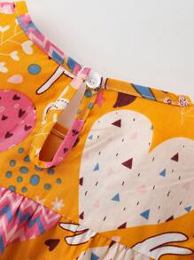 女小童愛心圖案荷葉邊娃娃裙