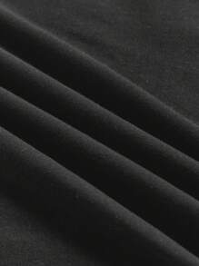 SHEIN Leap Crew Teen Girl Basketball Letter Print Round Neck Short Sleeve Casual Versatile T-Shirt - Black - View 3