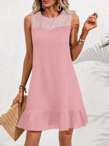 SHEIN LUNE Solid Ruffle Hem Dress