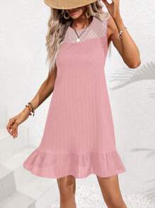 SHEIN LUNE Solid Ruffle Hem Dress