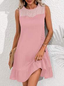 SHEIN LUNE Solid Ruffle Hem Dress