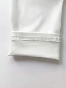 XLLAIS Solid Square Neck Long Sleeve Bodycon White Dress - White - View 5