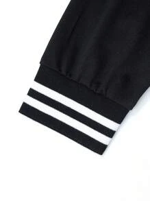 Manfinity 男士拼接面條紋飾邊運動衫 - 黑色 - 查看 7