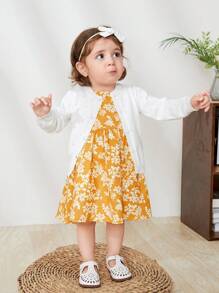 SHEIN Baby Girl Pointelle Knit Cardigan - White - View 4