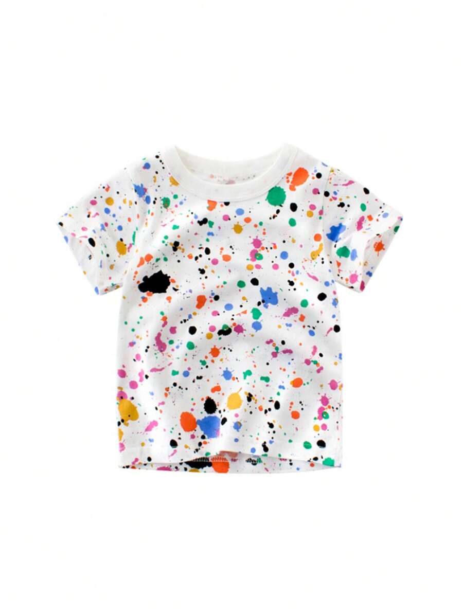 Chico joven Camiseta con patrón de salpicadura de pintura - Multicolor - Ver 1