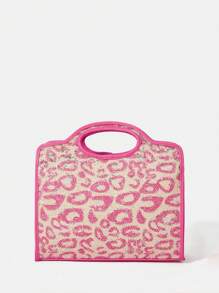 SHEIN SXY Đóng sách tương phản đồ họa túi Satchel trung bình - Nhiều màu - Xem 1