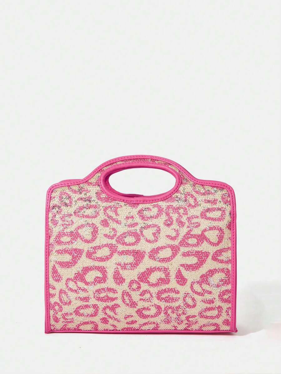 SHEIN SXY Đóng sách tương phản đồ họa túi Satchel trung bình - Nhiều màu - Xem 1