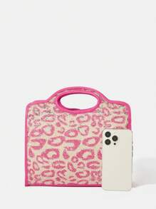 SHEIN SXY Đóng sách tương phản đồ họa túi Satchel trung bình - Nhiều màu - Xem 3