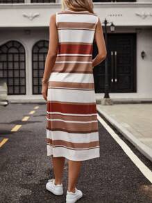 SHEIN LUNE 條紋印花背心連衣裙 - 彩色 - 查看 2
