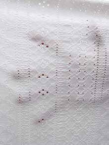 SHEIN Frenchy Guipure Ren tương phản Viền chia cắt Áo thun - trắng - Xem 7