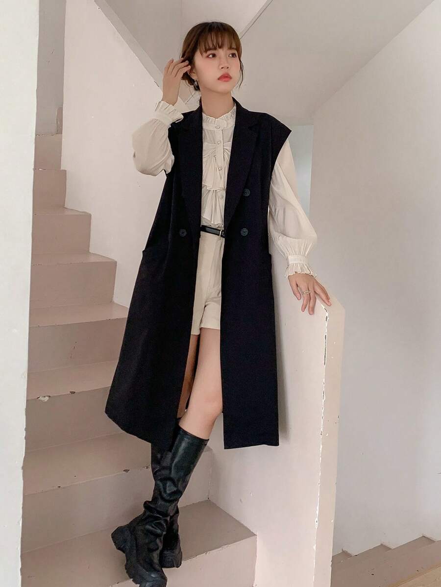 DAZY Chất rắn Đôi ngực Áo vest Không có áo lót - màu đen - Xem 1