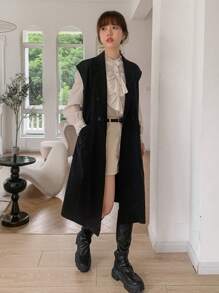 DAZY Chất rắn Đôi ngực Áo vest Không có áo lót - màu đen - Xem 5