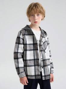 SOLOCOTE 十幾歲男孩的格紋連帽外套