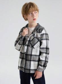 SOLOCOTE 十幾歲男孩的格紋連帽外套
