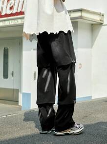 INFLATION Männer Jeans mit geradem Beinschnitt, schrägen Taschen, - Schwarz - Übersicht 2