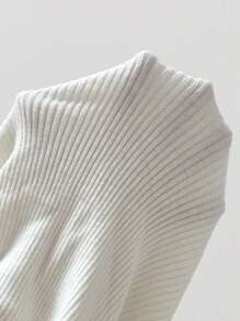 SHEIN Privé 流蘇邊交叉圍裹套頭毛衣 - 白色 - 查看 4