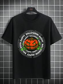 Men Pumpkin & Slogan Graphic Tee