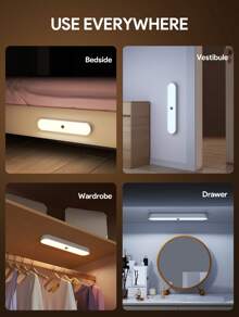 JMMO 灯，2 件运动传感器橱柜可调光灯，3 种颜色，现代智能磁铁 LED 壁橱灯，可充电电池供电的夜间传感器灯，光记忆和磁性底座，可轻松实现无粘安装，适用于楼梯厨房浴室床、橱柜和墙壁装饰圣诞礼物，秋冬季假期露营必备品度假配件，露营用品 - 白色 - 查看 2