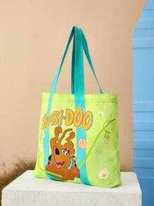 SCOOBY-DOO X SHEIN 卡通小狗 & 字母图案时尚女士手提包，史酷比狗