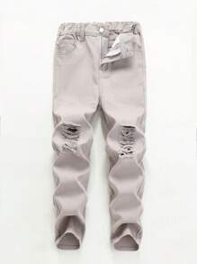 Tween Boy Ripped Jeans - Khaki - View 1