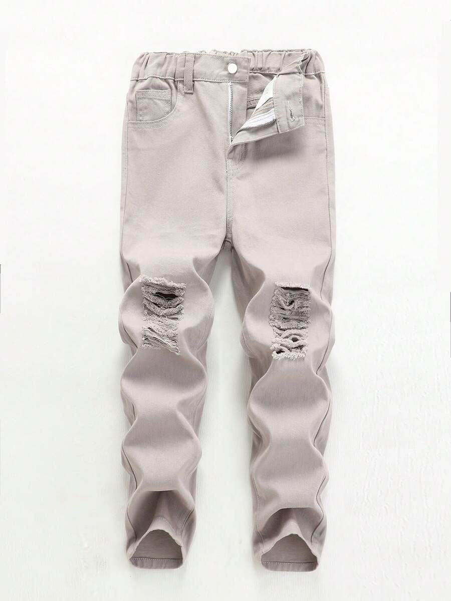 Tween Boy Ripped Jeans - Khaki - View 1