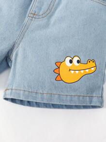 Young Boy Letter Graphic Denim Shirt & Shorts