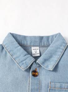 Young Boy Letter Graphic Denim Shirt & Shorts