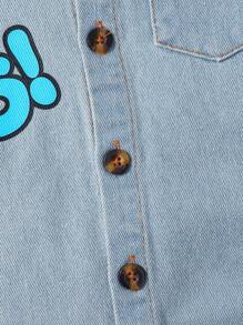 Young Boy Letter Graphic Denim Shirt & Shorts