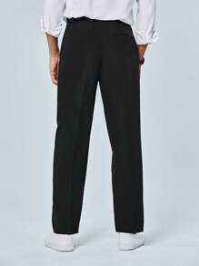 RueChic Men Solid Slant Pocket Suit Trousers - Black - View 2