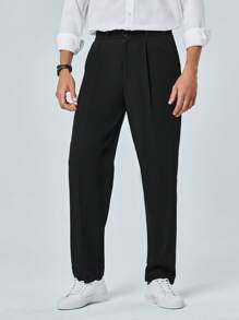 RueChic Men Solid Slant Pocket Suit Trousers - Black - View 4