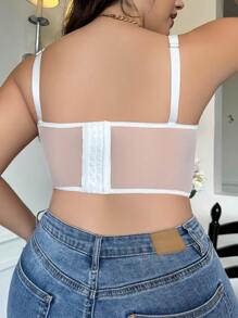 Plus Floral Embroidery Mesh Underwire Bra Lingerie - Multicolor - View 2