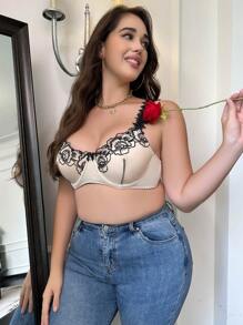 Talla grande Sujetador con bordado floral con aro