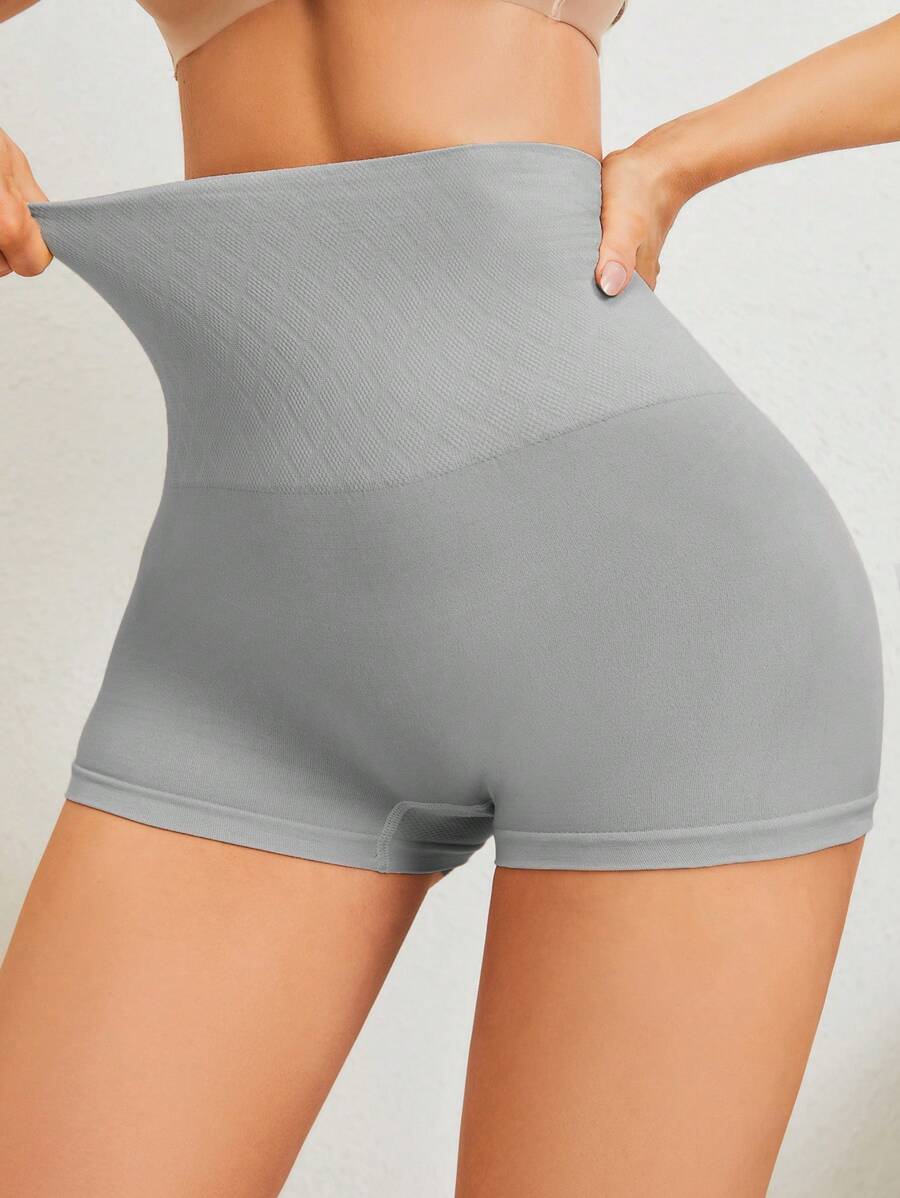 High Waisted Shapewear Shorts - Grey - View 1
