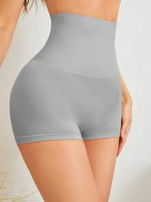 High Waisted Shapewear Shorts - Grey - View 4