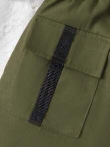 SHEIN 女大童小高領背心上衣&翻蓋口袋短褲 - 白色 - 查看 3