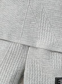 SHEIN 男小童字母補丁細節T恤和短褲 - 灰色 - 查看 4