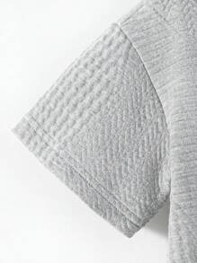 SHEIN 男小童字母補丁細節T恤和短褲 - 灰色 - 查看 5