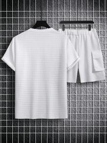 Manfinity Homme Men Solid Tee & Flap Pocket Shorts - White - View 2