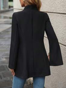 SHEIN Clasi Blazer de manga capa con parte delantera abierta sin cinturón - Negro - Ver 2