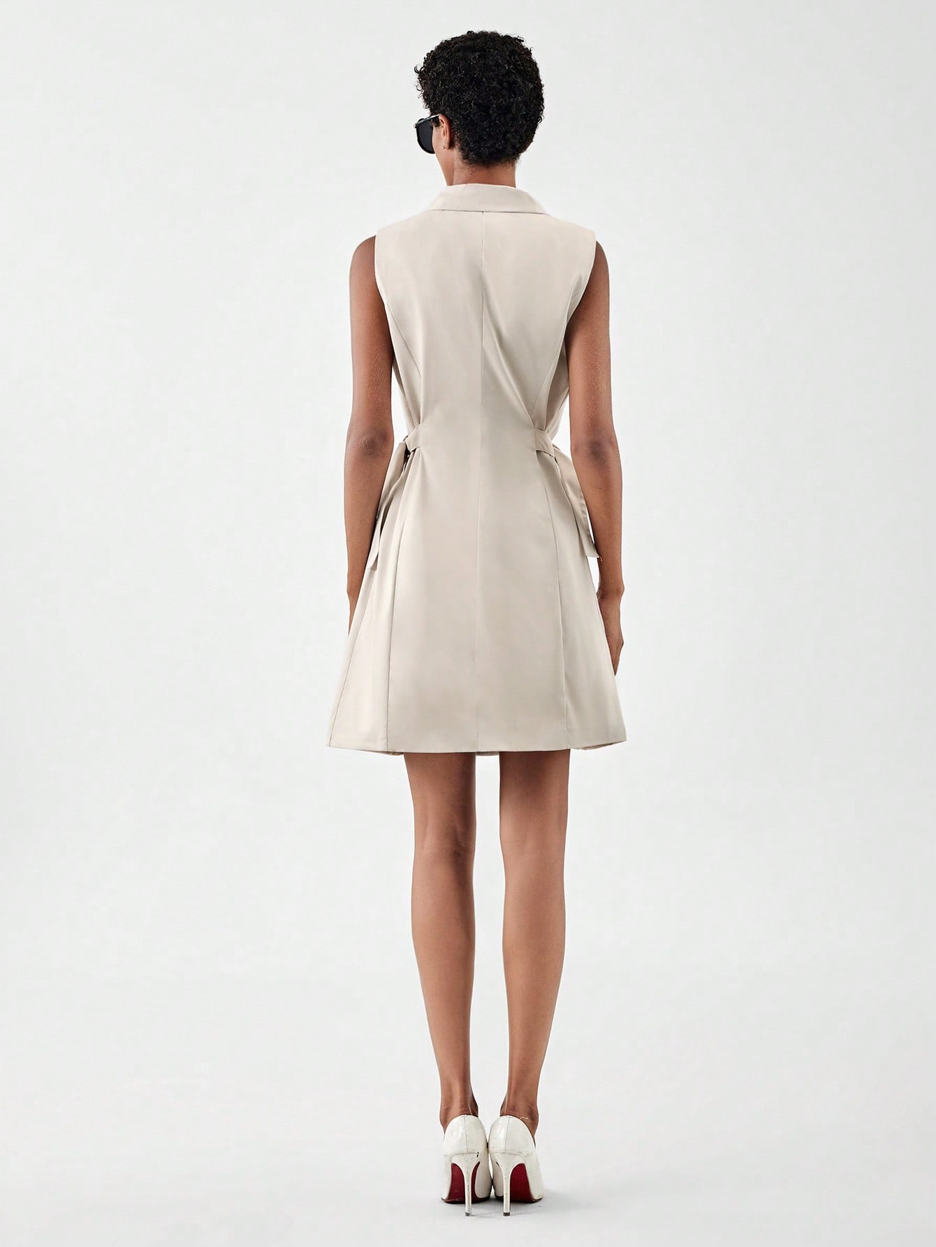 SHEIN BIZwear Peak Lapel Button Front Vest Blazer Dress SHEIN USA