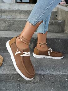 女性休閒一腳蹬鞋帶前繫帶 - 棕色 - 查看 5